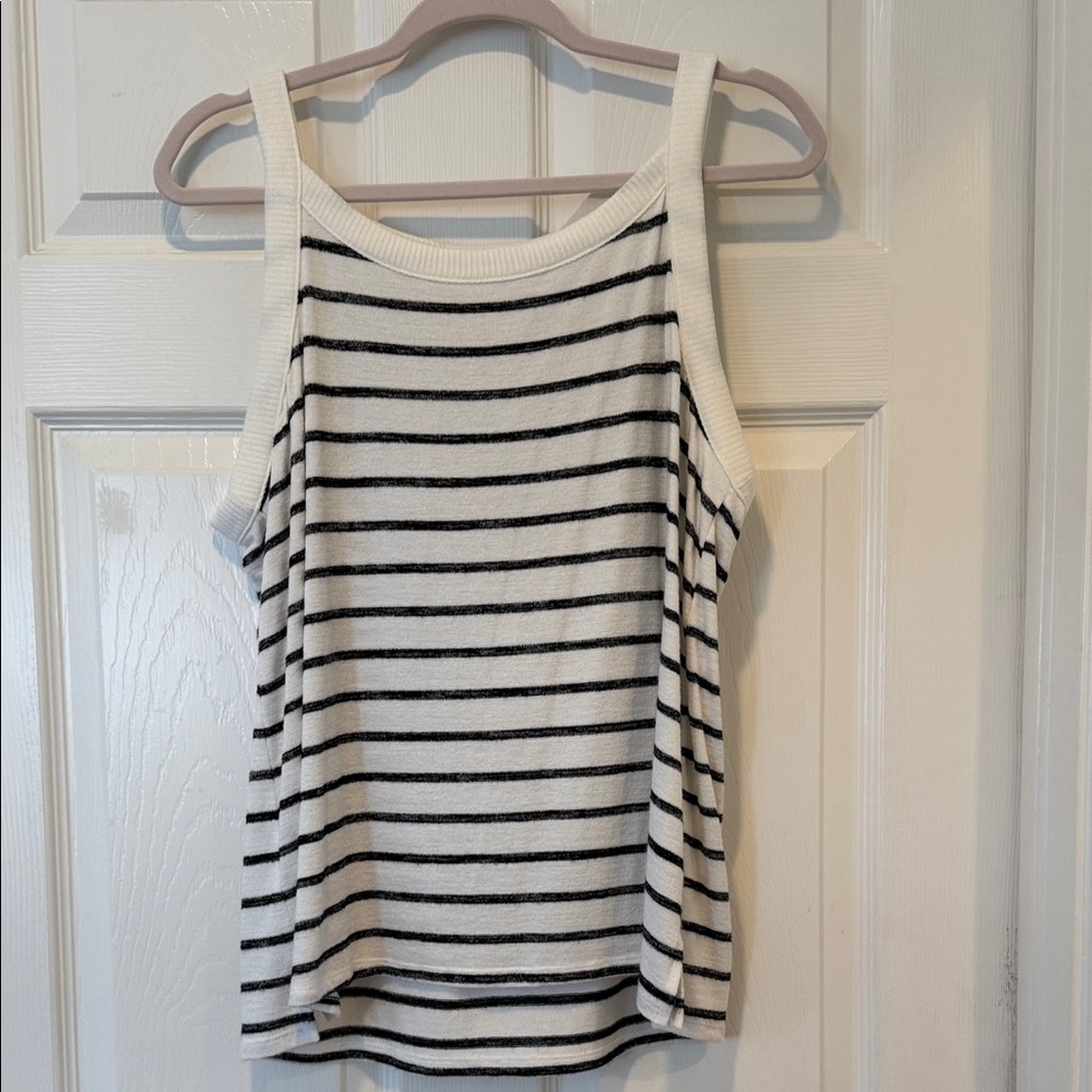 Market & Spruce Black and White Striped Tank Top
